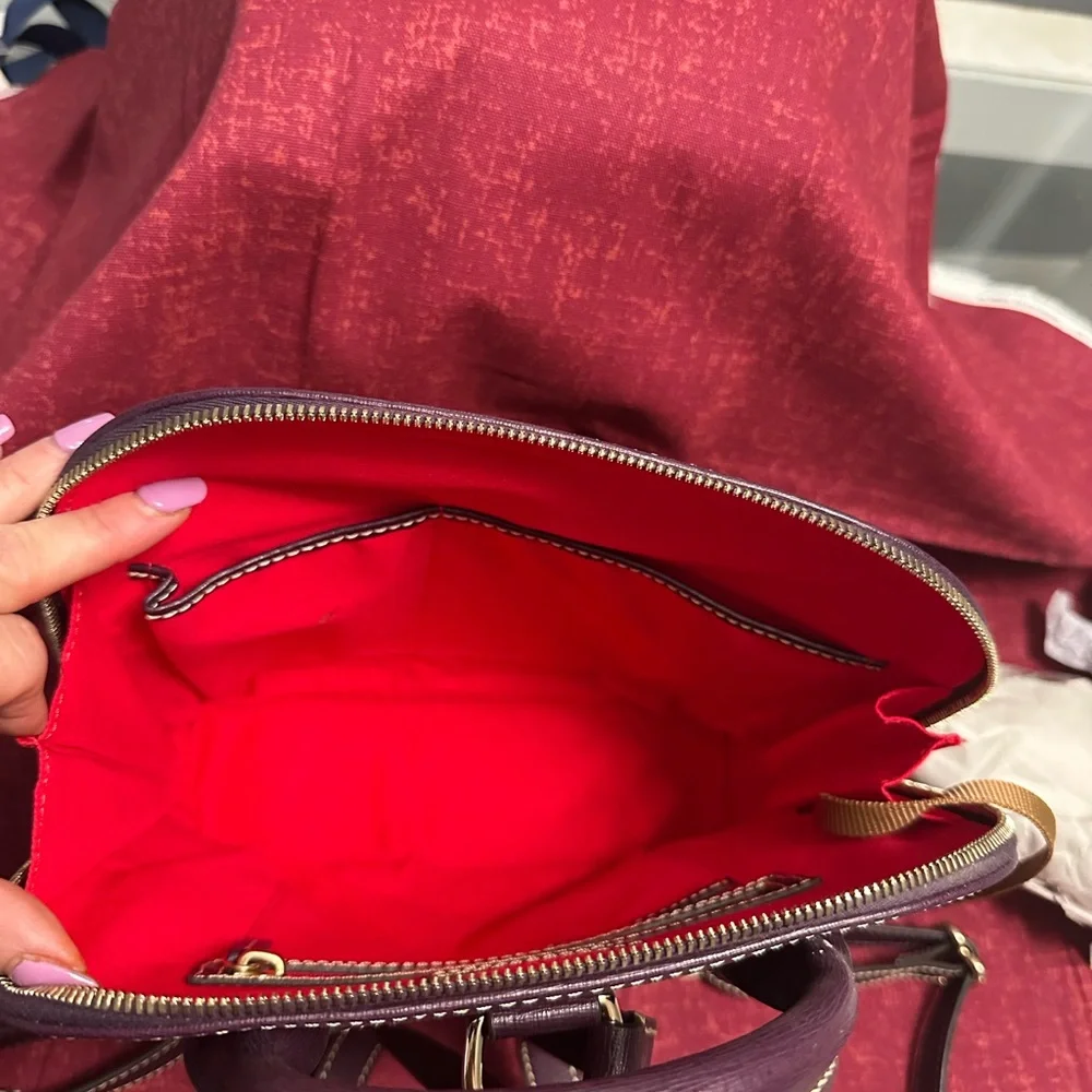Dooney & Bourke Purple Backpack with Gold Accents - Picture 6 of 7
